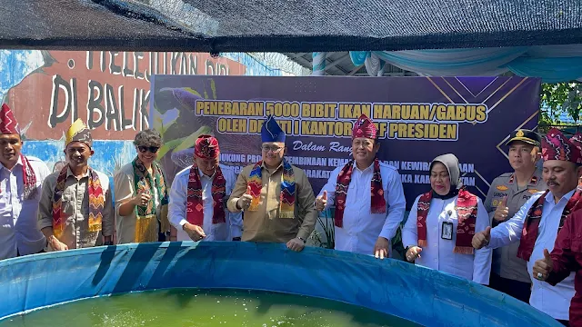 Tebar 5.000 Bibit Ikan Haruan, Tim KSP RI Dukung Program Perikanan Lapas Narkotika Karang Intan