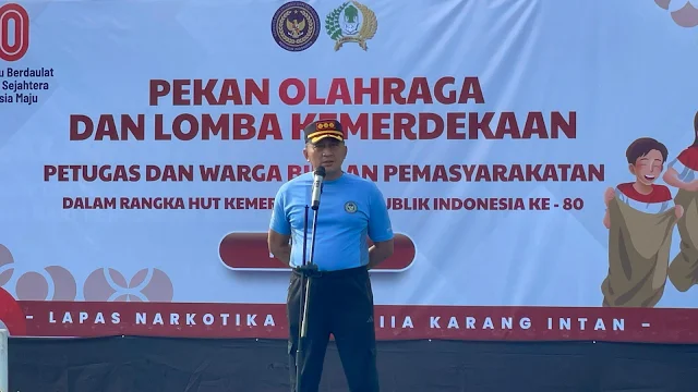 Kalapas Edi Mulyono Pimpin Apel Pembukaan Porsenap HUT ke-80 RI di Lapas Narkotika Karang Intan